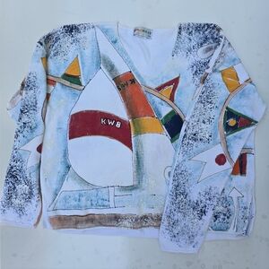 Kolorway Vintage Nautical Painted Sweater womens Size 2